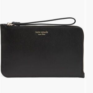 Kate Spade Black Slim Night Out Cameron Medium Leather Wristlet Bag NWT